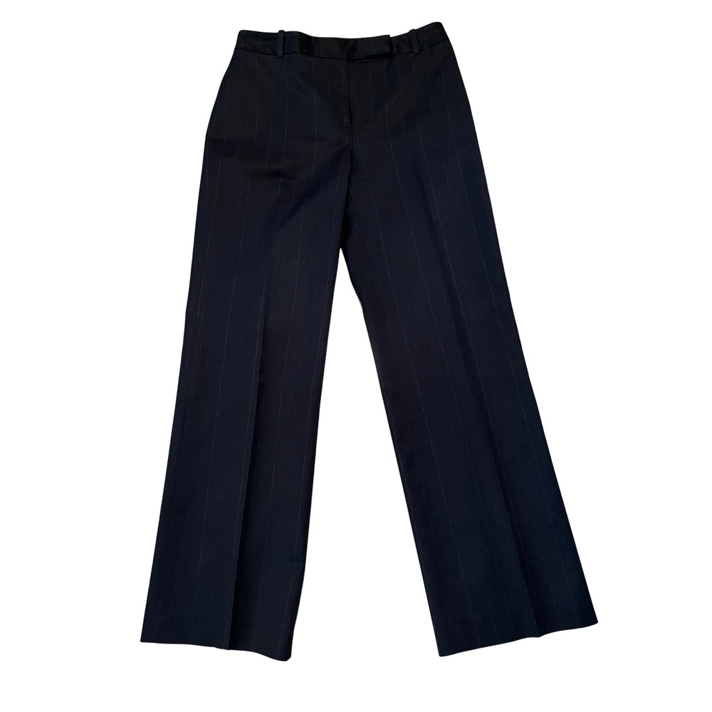 Ann Taylor Pinstripe Slacks Womens sz 2 Black Red Workwear Straight Leg Trousers